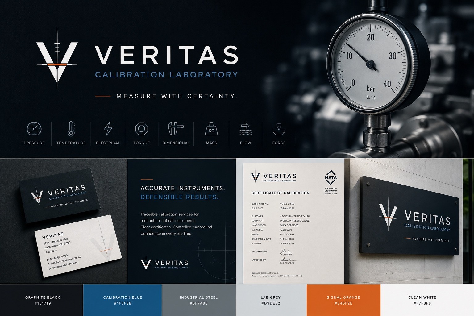 Veritas calibration laboratory brand board